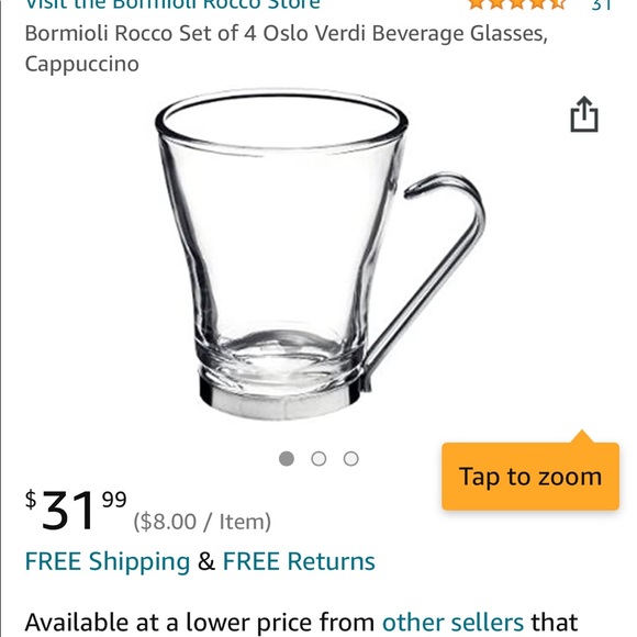 For the home:Bormioli rocco 4 piece cappuccino cups - Picture 2 of 3